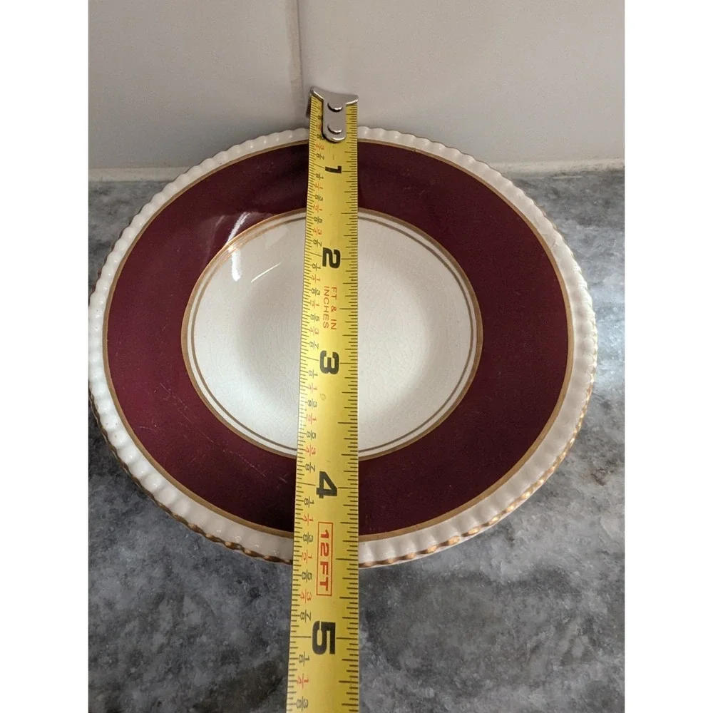 3 Vtg Saucer Set Fondeville Ambassador Ware Burgundy